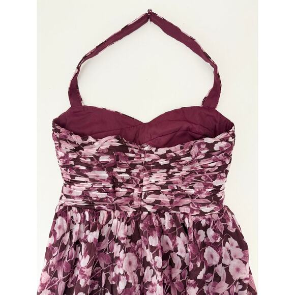 Lulu's burgundy floral pleated maxi dress - size small - Picture 8 of 9